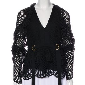 Self-Portrait Crocheted Long Sleeve Top